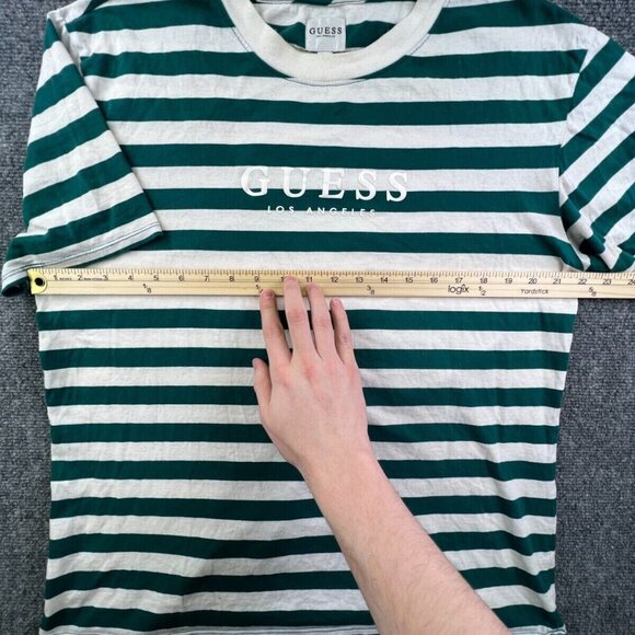 Guess Los Angeles Short Sleeve Crew Neck T Shirt Size Medium Striped Green - Picture 3 of 7